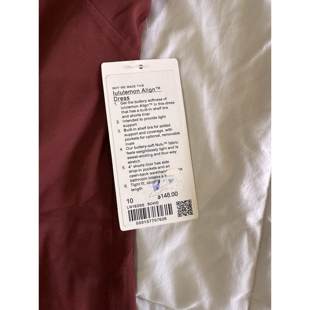 New Lululemon Align Strap Dress Size 10 Rockwood Red Built In Bra & Shorts - Picture 2 of 11